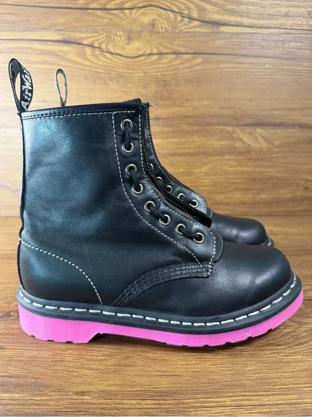 Dr. Martens 1460 Pink Sole Wanama Leather Jungle Zip Boots Womens Size 6 Shoes